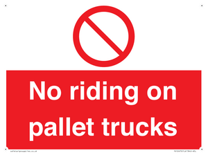 No riding on pallet trucks